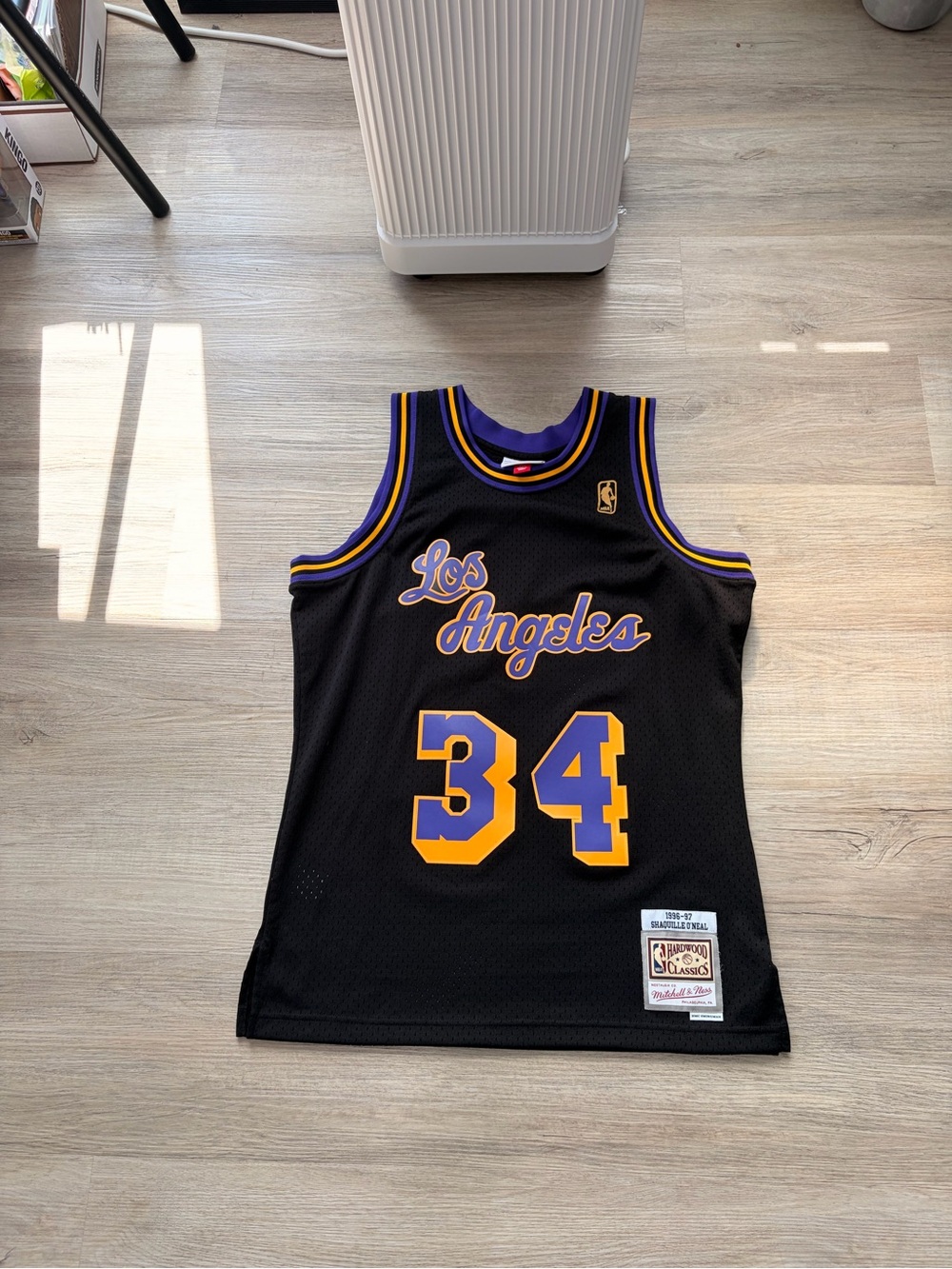 Los Angeles Lakers #34 Shaq Black & Purple Basketball Jersey (Mitchell & Ness)